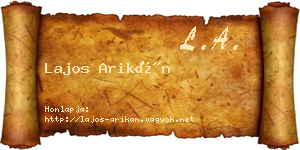 Lajos Arikán névjegykártya